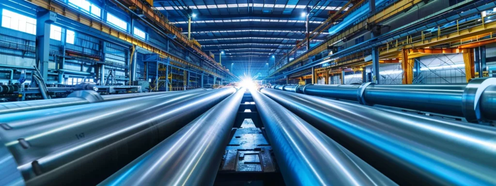 a striking industrial scene of gleaming stainless steel pipes being expertly welded together under bright workshop lights, showcasing the precision and craftsmanship of local pipe fabrication companies.